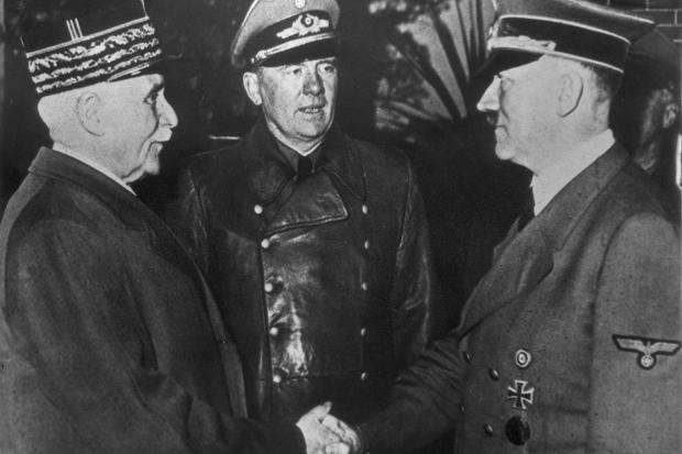 "Глава Французского государства" Филипп Петен на встрече с Адольфом Гитлером